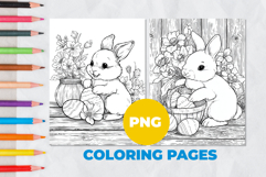 Easter bunny with eggs Coloring Page | Coloring book Product Image 1