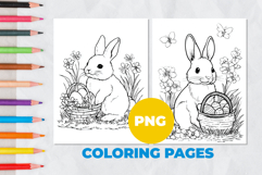 Easter bunny with eggs Coloring Page | Coloring book Product Image 1