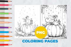 Fairy on pumpkin Coloring Pages | Coloring book Product Image 1