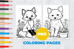 Little fox among flowers Coloring Pages | Coloring book Product Image 1
