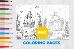 Sunken ship Coloring Page | Coloring book Product Image 1