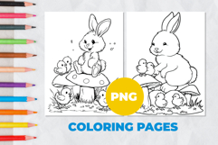Easter bunny with chicks Coloring Page | Coloring book Product Image 1