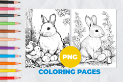 Easter bunny with eggs Coloring Page | Coloring book Product Image 1