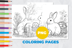 Easter bunny with eggs Coloring Page | Coloring book Product Image 1