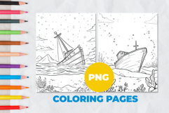 Sunken ship Coloring Page | Coloring book Product Image 1