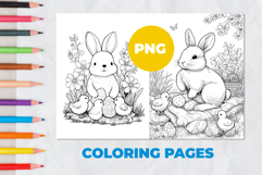 Easter bunny with eggs Coloring Page | Coloring book Product Image 1