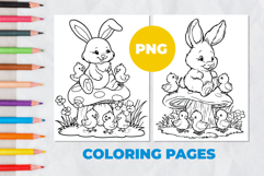 Easter bunny with chicks Coloring Page | Coloring book Product Image 1
