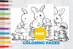 Easter bunny with chicks Coloring Page | Coloring book Product Image 1