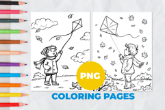 A boy is flying a kite Coloring Pages | Coloring book Product Image 1