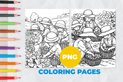 Children picking strawberries Coloring Pages | Coloring book Product Image 1