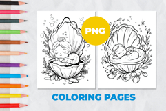 Mermaid in a shell Coloring Page | Coloring book Product Image 1