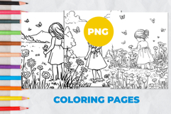 Girl picking flowers Coloring Pages | Coloring book Product Image 1