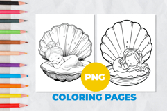 Mermaid in a shell Coloring Page | Coloring book Product Image 1