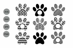 Paw Print SVG, Print Monogram, Dog Paw SVG, Die Cuts. Product Image 2
