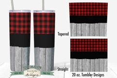Tumbler Sublimation 20 oz Wrap | Red Check Barn Wood PNG Product Image 1