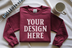 Gildan 18000 Red Folded Flat Lay Mockups Product Image 1