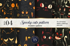 Spooky Cat Seamless Pattern | Scary Cat Digital Paper Product Image 1