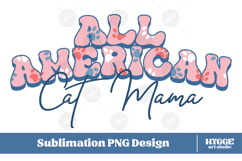 American Cat Mama Papa 4th of July USA Paw DTF PNG Bundle Product Image 2