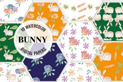 Bunny Watercolor Seamless Patterns Rabbits Florals Carrots Product Image 1