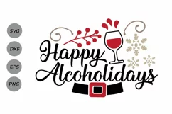 Happy Alcoholidays Svg, Christmas Svg, Wine Svg, Holidays. Product Image 1