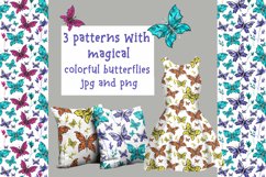 3 patterns with magical colorful butterflies digital paper Product Image 1