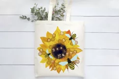 Bee Happy Sunflower Print | Watercolor Sunflower | Honey Bee Product Image 2
