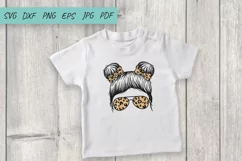 Mom Messy Bun SVG, Girl Messy Bun SVG, Leopard Mom SVG Product Image 3