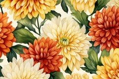 Seamless pattern of colorful dahlia blossoms on a white back Product Image 1