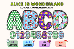 Alice in Wonderland Alphabet png, wonderland letters doodle Product Image 1