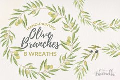 Olive Branches 8 Wreath Watercolor Leaves Olives Green Set Product Image 1