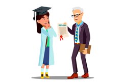 Asian Young Girl Student Doctor Receiving A Diploma Vector. Product Image 1