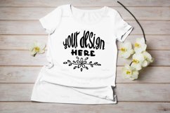 Womens T-shirt mockup with yellow orchid. Product Image 6