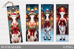Christmas Cow Bookmark. Christmas Bookmark Printable Product Image 1
