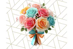 Pastel Flower Bouquet PNG Clipart, Elegant Floral Art Product Image 2