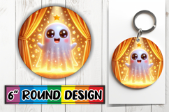 Joyful Round Keychain Magic PNG, 3D Cute Ghost Product Image 1