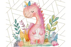 Watercolor Dinosaur and Rainbow PNG Clipart, Baby Nursery Product Image 2