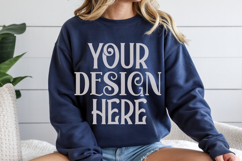 Navy Gildan 18000 Mockup, Sweatshirt Crewneck Mockups Product Image 1