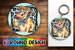 Luminous Circle Coasters Sublimation, Cute Cow Product Image 1