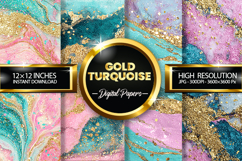 Gold Turquoise Digital Papers - 04 variations Product Image 1