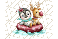 Christmas Penguins The Beach Clipart PNG, Tropical Holiday Product Image 2