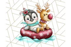 Christmas Penguins The Beach Clipart PNG, Tropical Holiday Product Image 2