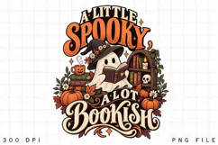 A Little Spooky A Lot Bookish PNG, Halloween Ghost Reading Product Image 4