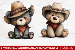 2 Whimsical Western Animal Clipart | Cute Cowboy Animals PNG Product Image 1