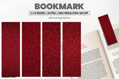 Dark Red Glitter Bookmark PNG, Bookmark Sublimation Product Image 1