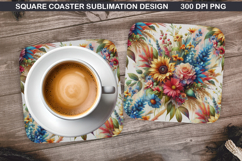 Flowers Coaster Sublimation, Spring Coaster PNG Design Product Image 1