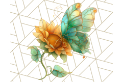 Stained Glass Butterfly and Sunflower PNG Clipart Product Image 2