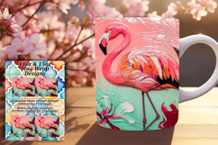 Stylish 11oz Mug Wrap Png Design , Flamingo Product Image 1