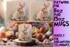 Vibrant Bunny Mug Wrap: Whimsical Watercolor Product Image 1