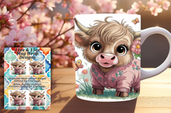 Playful 11oz Png Mug Wrap Template , Cute Cow Product Image 1