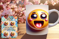 Bold 15oz Mug Wrap Png Design , 3D Emoji Product Image 1
